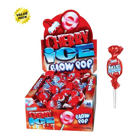 CHARMS Blow Pop, Cherry Ice Flavor, Bubble Gum Filled Pops (48 Count ...