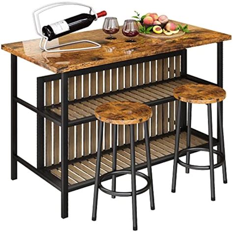 AWQM Kitchen Island with Seating & Storage Shelf, India | Ubuy
