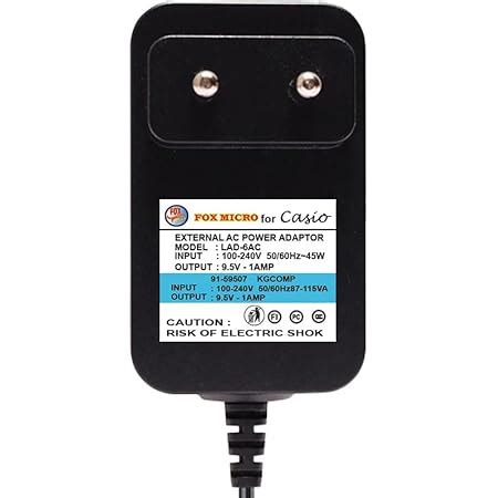 Shekhar International LAD-6 AC 9.5V Power Adaptor for Casio Keyboards ...