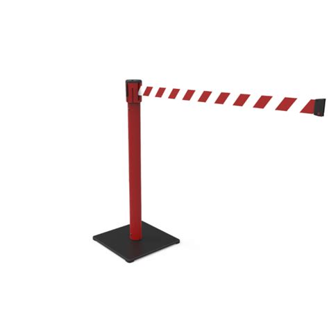 Set 2 Paletti Delimitazione Con Nastri Retrattili - Barriere Per Code, Eventi, Negozi, Altezza 92 Cm, Nero/Rosso