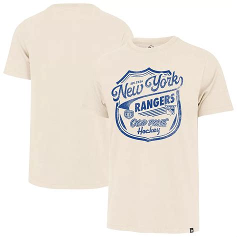 Men's '47 Cream New York Rangers Poke Check Franklin T-Shirt