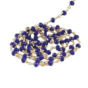 Buy Puneet Gems Blue colour brass Rosary Bead Chain 18k Gold plated ...