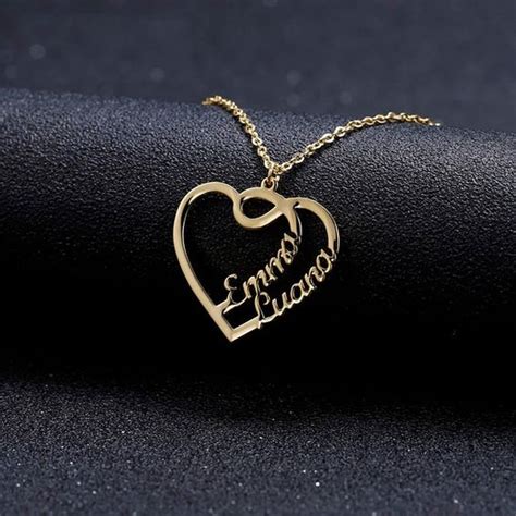 Single Heart Two Name Necklace
