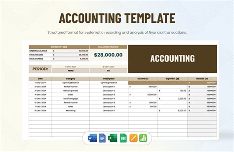 Business Accounts Excel Template
