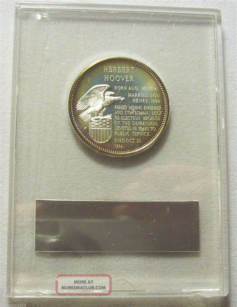 ☛1967 Sterling Silver Presidential Coin Medal 1¼ " Herbert Hoover Franklin