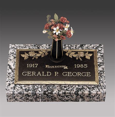 Dynasty Rose Single Bronze Grave Marker With Vase