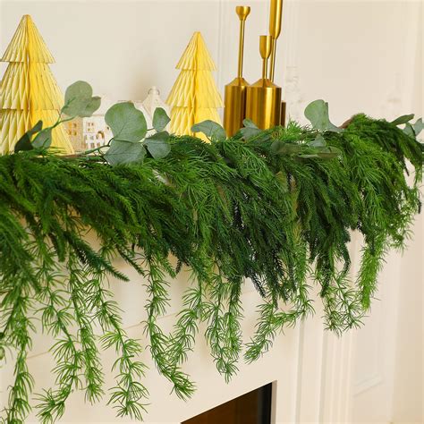 Christmas Garlands Norfolk Pine Garland Artificial Faux Greenery ...