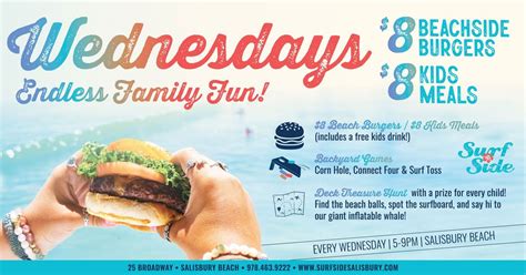 Wednesday $8 Beach Burgers & Backyard Games, Surfside Salisbury Beach ...