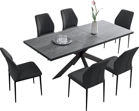 6 Person Dining Table Black – Elegant & Spacious for Modern Gatherings