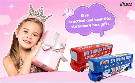 Buy Toyshine Double Decker London Bus Metal Pencil Box with Moving ...