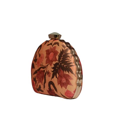 Artklim Yellow Floral Printed D-shape Clutch