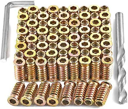 PGMJ 80 Pieces M6 Wood Inserts Bolt Furniture Screw in Nut Threaded ...