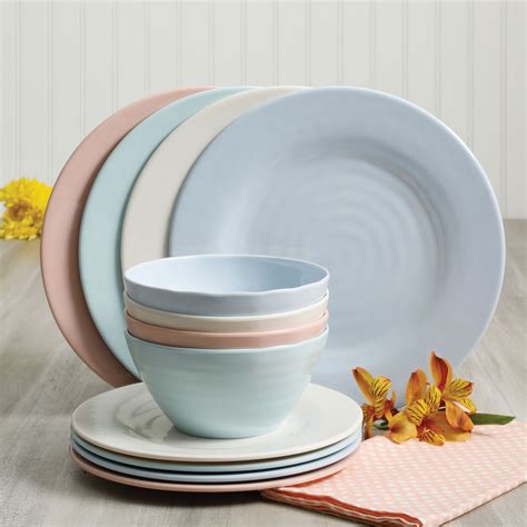 Gibson Home Brela Pastel Melamine 12-Piece Dinnerware Set - Walmart.com