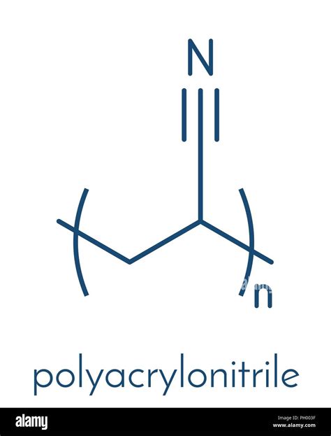 Polyacrylonitrile (PAN) polymer, chemical structure. Also used in production of carbon fiber ...