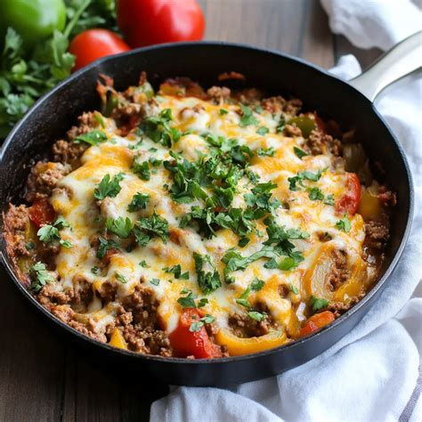 Quick Ground Beef Stuffed Pepper Skillet Recipe - Alice's Recipes