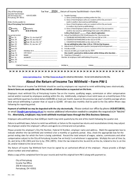 2024 Form OH PW-1 - City of Perrysburg - Blank Fillable Template | Fill ...