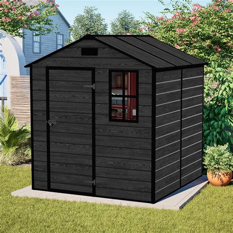 Amazon.com : 6x6 FT Outdoor Storage Resin Shed with Floor, Waterproof ...