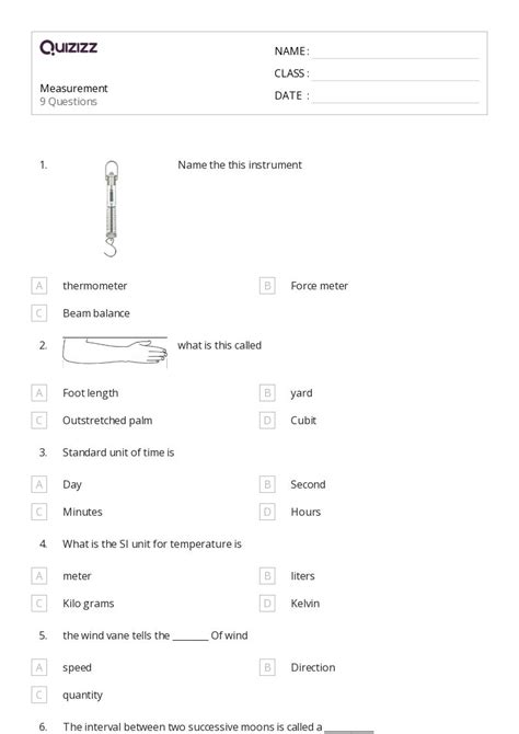 50+ Measurement worksheets for 4th Class on Quizizz | Free & Printable