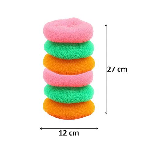 2630 Plastic Scrubber Round Nylon Scrubbers (Pack of 6) - DeoDap