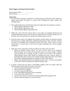 Match Support and Supervision Procedure for Mentorship Program Doc ...