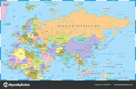 Eurasia Europa Rusia China India Indonesia Tailandia Africa Map - Vector Illustration Stock ...