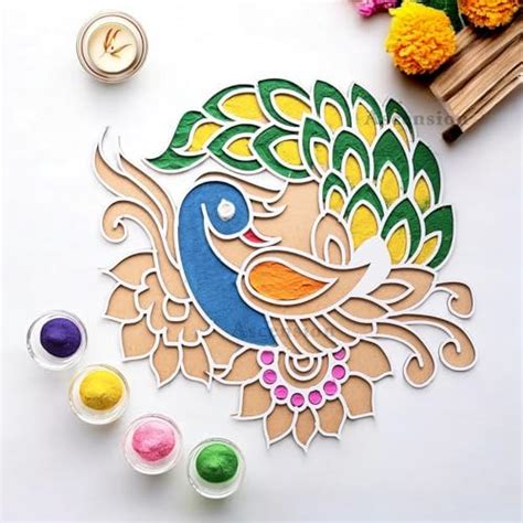 Buy GFTBX Latest Peacock Diya Rangoli Tools Kit Includes Wood Rangoli ...