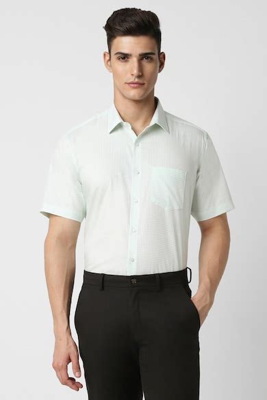Buy Men Green Regular Fit Check Half Sleeves Formal Shirt Online ...