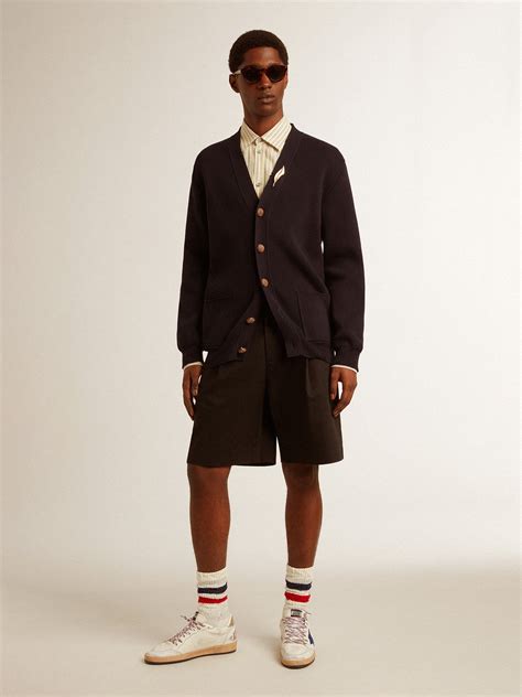 Men's Bermuda shorts in black cotton | Golden Goose