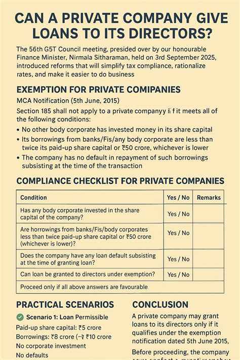 Loans to Directors by Private Companies: Legal Framework and Exemptions