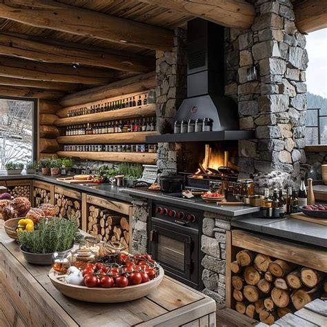 Rustic Outdoor Kitchen with Stone Oven