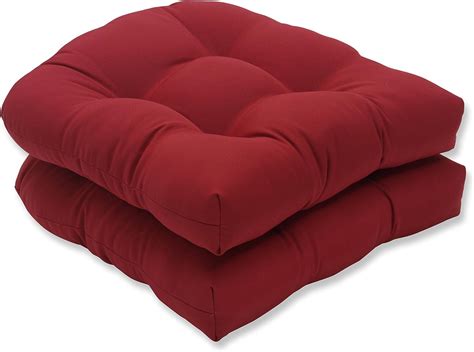 Pillow Perfect Indoor/Outdoor Red Wicker Seat Cushions, 2-Pack: Amazon ...