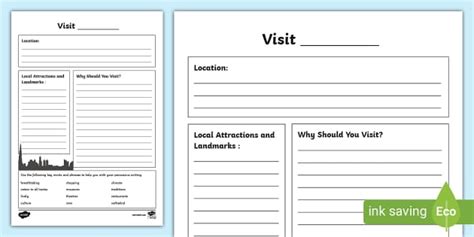 Visit a City Persuasive Writing Frame - Twinkl - KS2