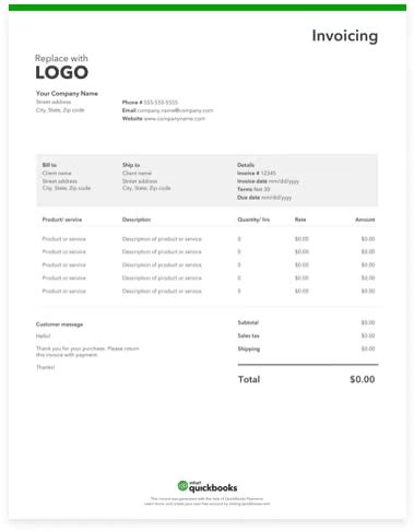 Image result for QuickBooks Invoice Template