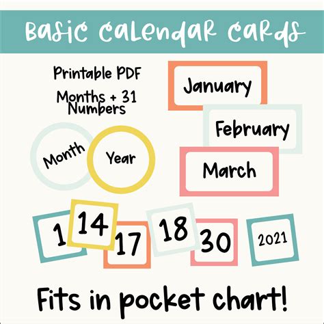Basic Bright Classroom Calendar Set | Printable Calendar Numbers ...