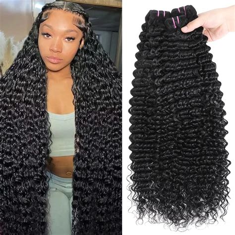 12A Human Hair Bundles Deep Wave 26 28 30 Inch 100% Unprocessed Brazilian Virgin Hair Weave 3 ...