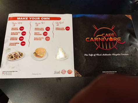 Menu at Cafe Carnivore, Bardhaman