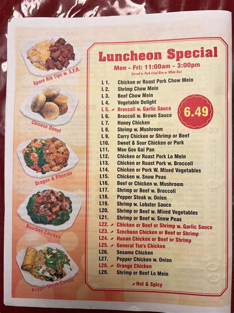 Menu at Jin Jin restaurant, Tabor City