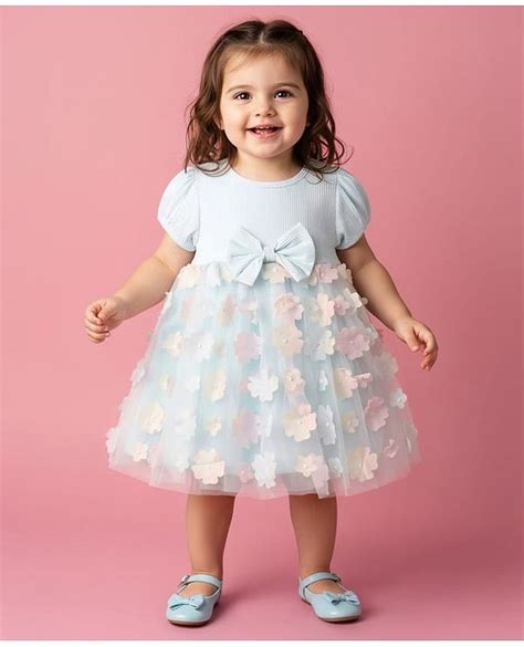 Babyhug Woven Half Puffed Sleeves Flared Partywear Dress With Floral ...
