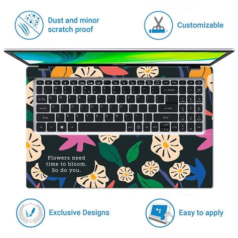 Laptop Skin - Flowers Need Time Colourful Floral for 15.6 inch Laptop ...