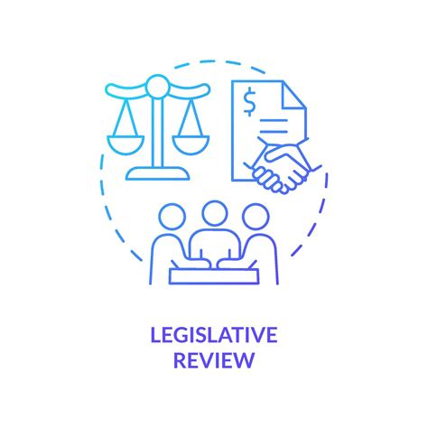 Legislative review blue gradient concept icon. Public hearings. Government budgeting process ...