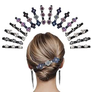 RECTYO GALLERY 4 Pcs Sparkling Crystal Stone Braided Hair Clips, Four ...