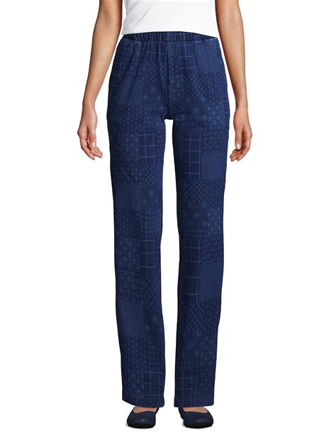 Lands' End Women's Sport Knit Denim High Rise Elastic Waist Pull On ...