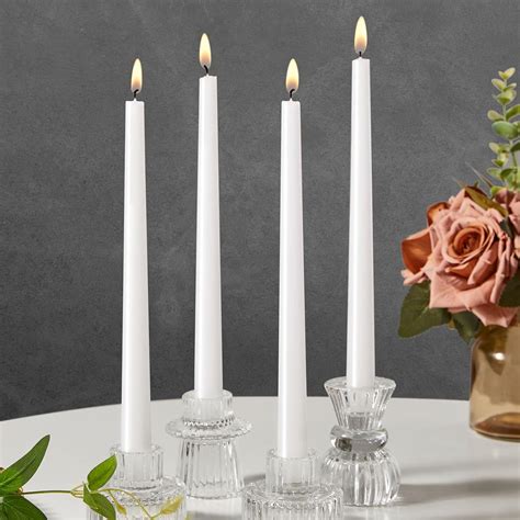 Amazon.com: Ashlux 4 Pack Taper Candles White Candlesticks 10 Inch[True ...
