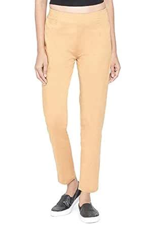 Buy Paper Crush Ankle-Length Straight Pants with Slit Hems (Beige; 3XL ...