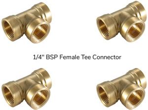 Meltec Brass 1/4 BSP Tee joint, 3 Way Female Connector for Air hose ...