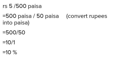 50 paise as a percentage of rupees 5 - Brainly.in