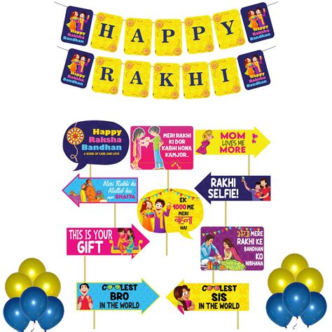 Festiko Raksha Bandhan Photo Booth Props, Banner, Rakhi Combo ...