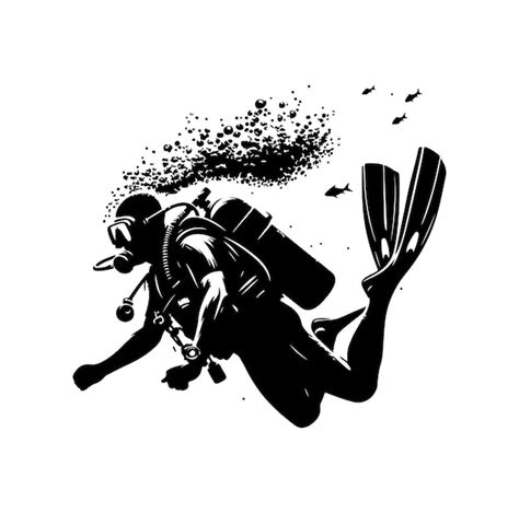 Vector scuba diver silhouettes diving silhouettes vector | Premium Vector