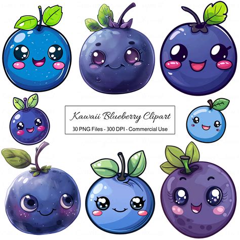 Kawaii Blueberry Clipart, Cute Fruit PNG, Cartoon Food Clip Art ...