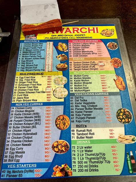 Menu at Hotel New Bawarchi, Jogipet